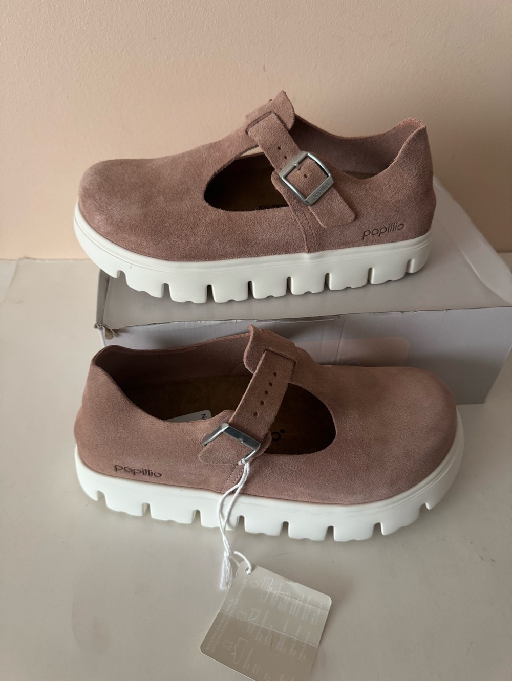Birkenstock Papillio Paris Pap Chunky Platform Suede Mary Janes Sandal. Size: 8